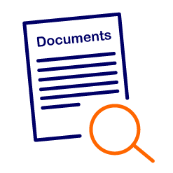 documents with magnifying glass
