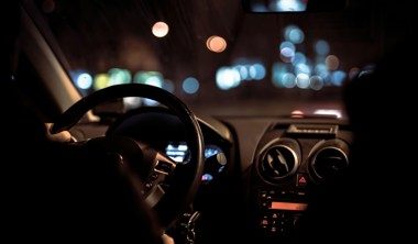 Person driving in the dark