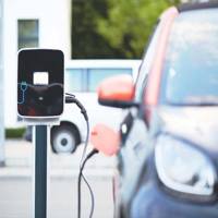close up of electric car charger