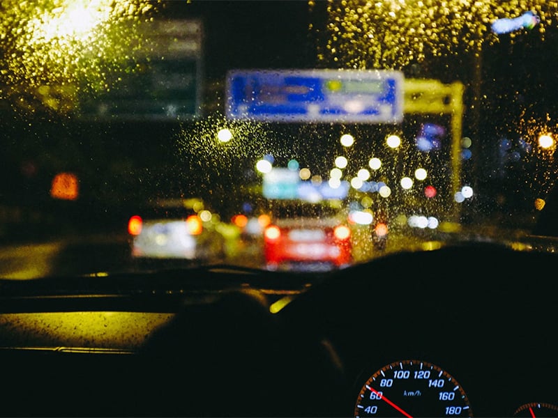 Driving on the motorway at night