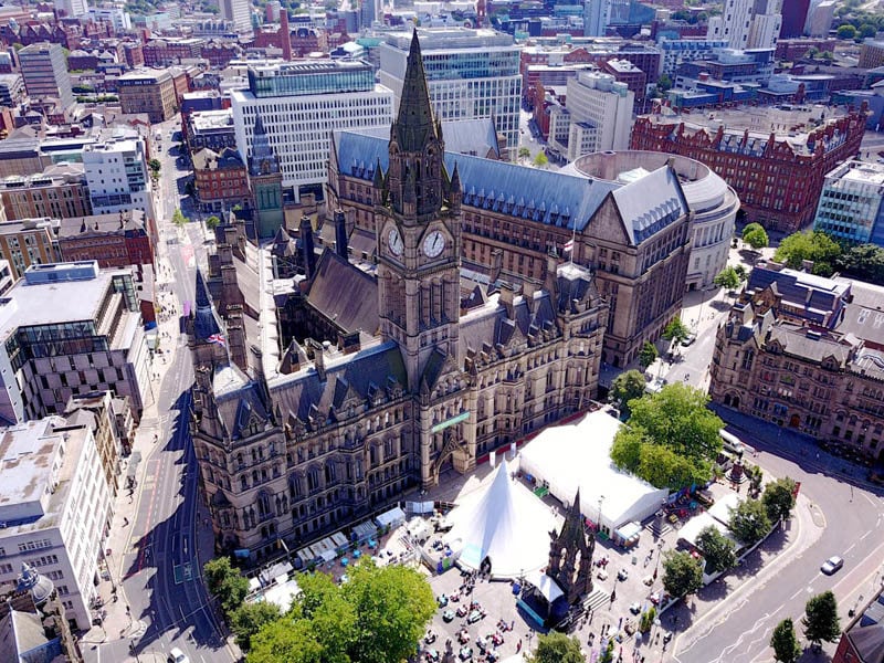 Manchester town hall on a summers day