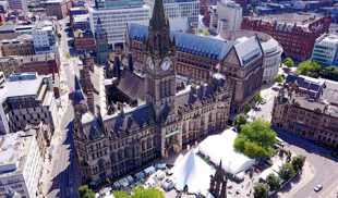 Manchester town hall on a summers day