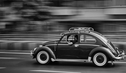 Volkswagen Beetle in black and while