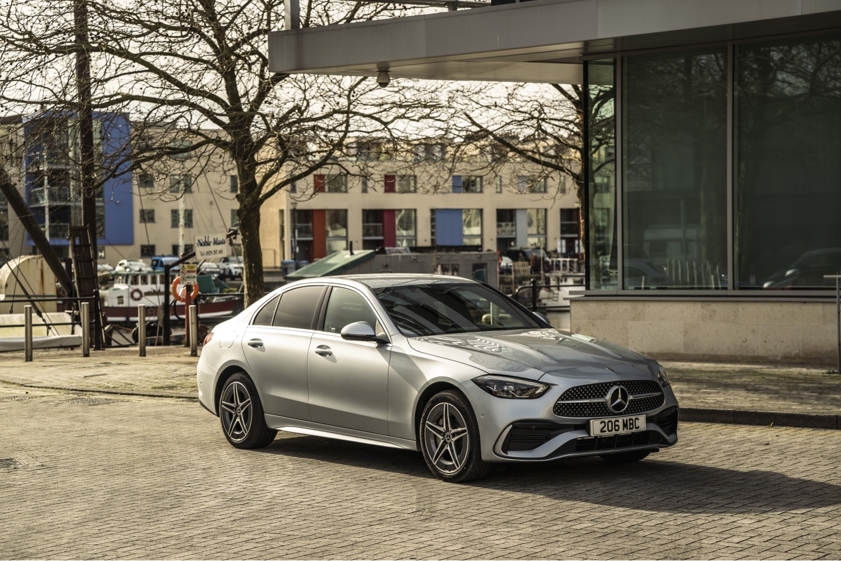 Mercedes-Benz C-Class Saloon parked in front of a building