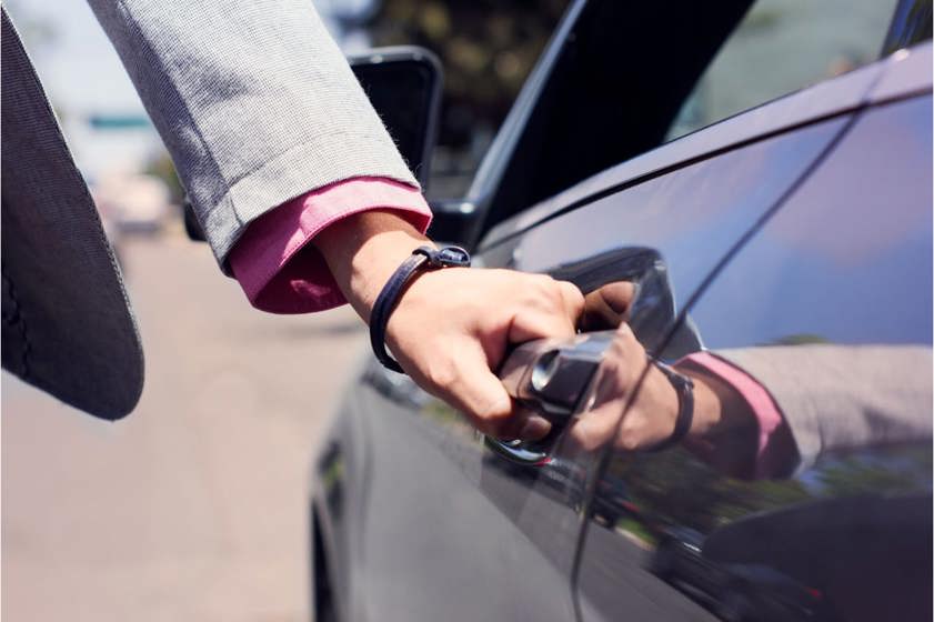 Person opening car door