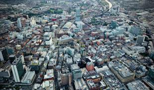 Aerial view of Manchester city centre