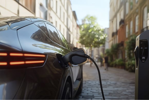 Electric Vehicle Charging at a Street Station in a Modern Urban Neighbourhood