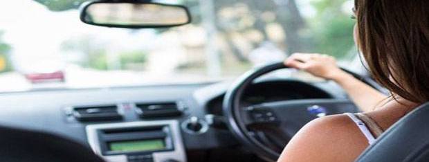 Woman driving car