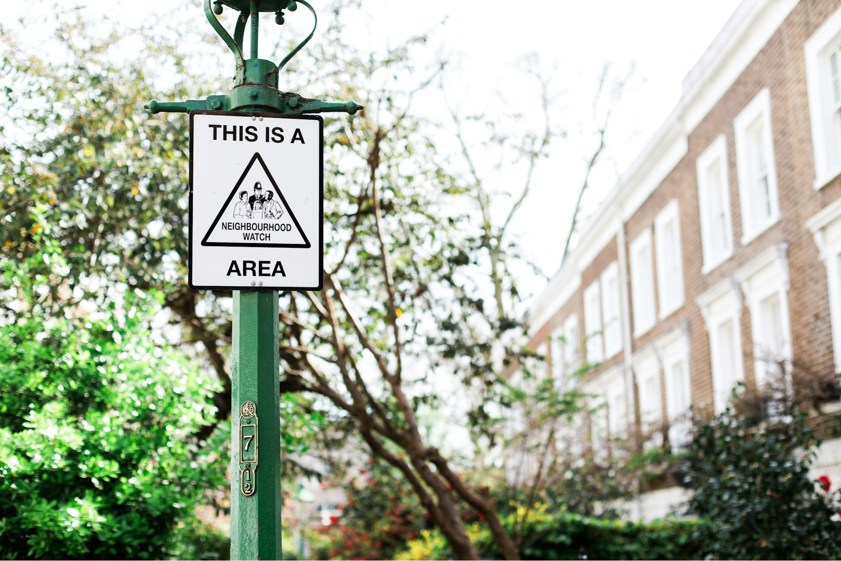 Lamp post with neighbourhood watch sign