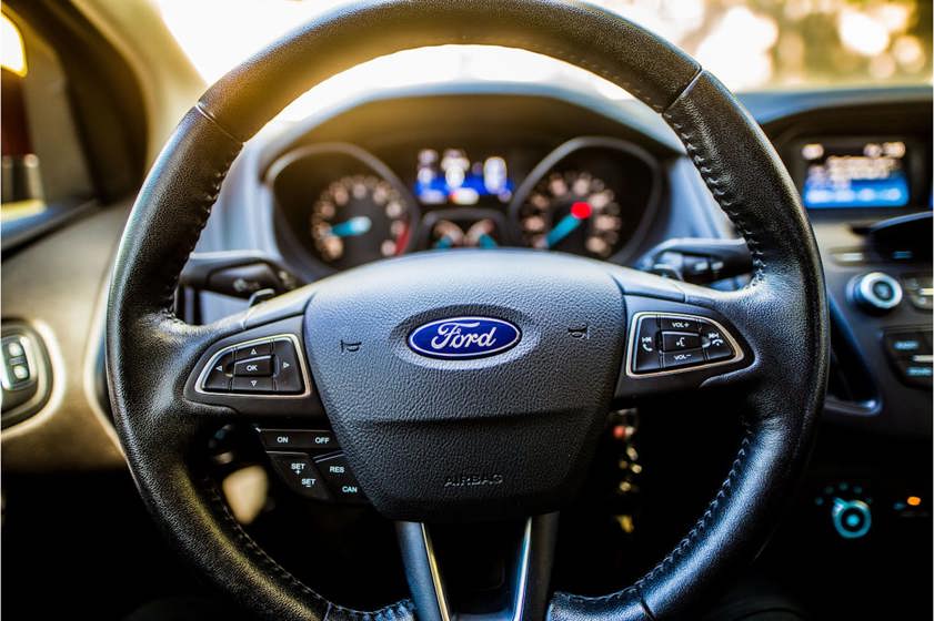 Black Ford steering wheel