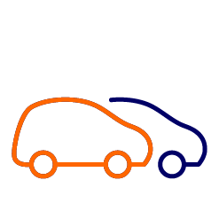 Cartoon outline of two cars overlapping