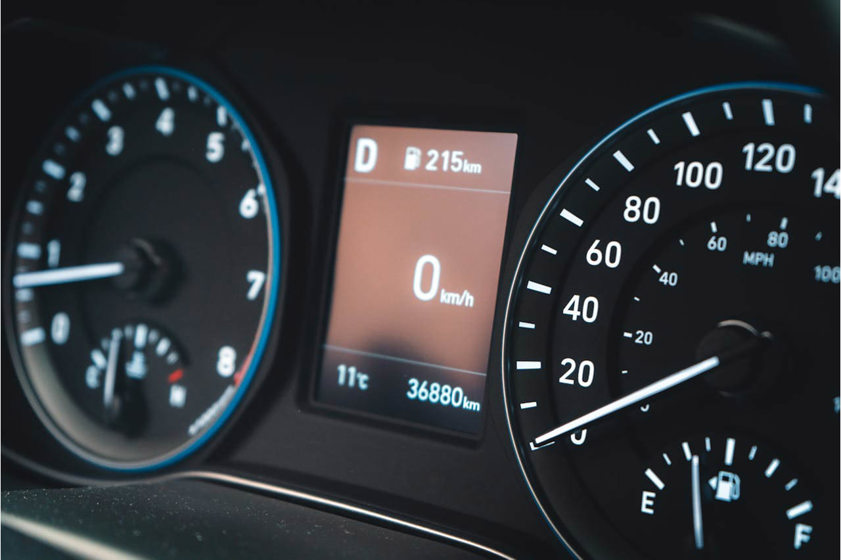 Black speedometer in modern car