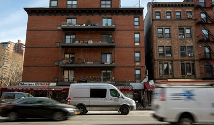 White lease van driving on the road