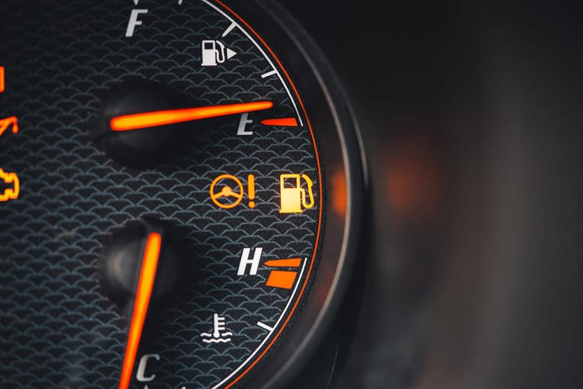 A car dashboard warning light