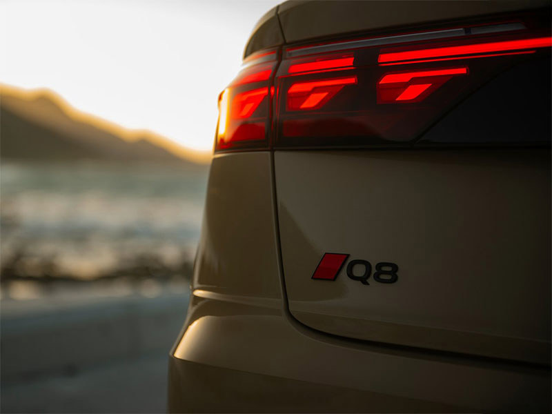 Close up of Audi Q8 badging