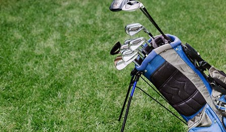 A selection of golf clubs.