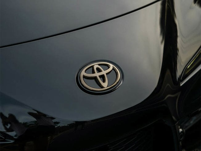 Toyota logo on a black car