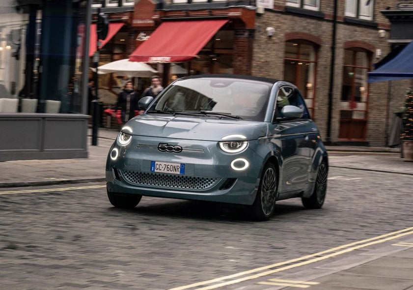 Fiat 500 Convertible driving on the road