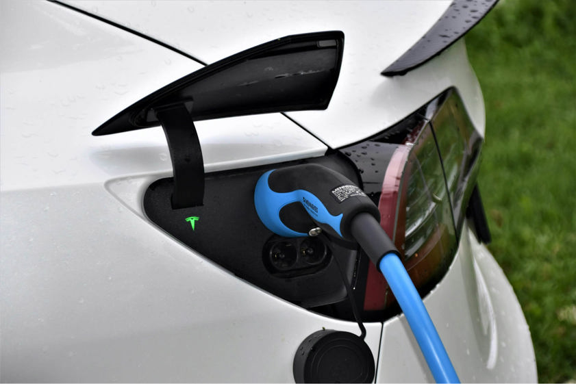 white EV charging