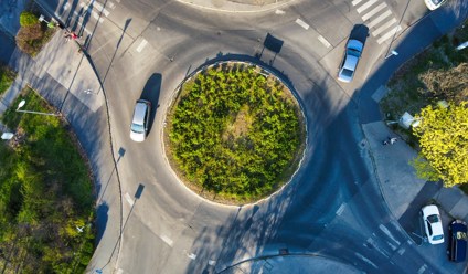 cars on roundabout